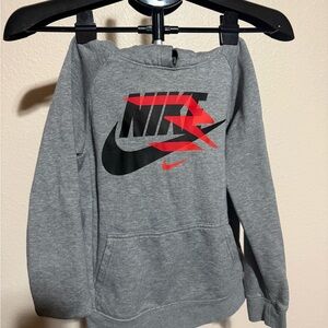 Nike Heather Gray Hoodie with Red and Black Graphic